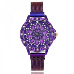 Жіночий годинник Classic Diamonds фіолетовий і блакитний з каучуківським ремінцем. годинник 360