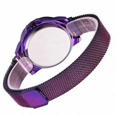Жіночий годинник Classic Diamonds фіолетовий і блакитний з каучуківським ремінцем. годинник 360