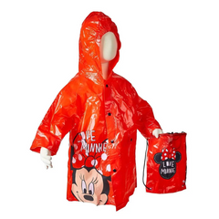 Плащ-дождевик Disney Минни Маус (Minnie), с сумкой, красный, синий, розовый
