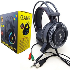 Игровые накладные наушники с микрофоном с RGB подсветкой GAME AS-90