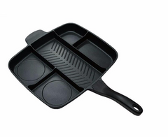 Сковорода гриль Magic Pan черная, инновационная с антипригарным покрытием на 5 секций