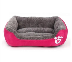 Лежанка пуфик для кошки собаки пушистая глубокая цвет: розовый, синий, бардовый 44х33 см